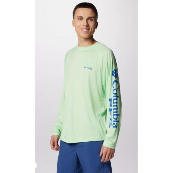 Columbia Green Mens PFG Terminal Tackle™ Long Sleeve Lightweight Top Shirt Sz S - Picture 1 of 12